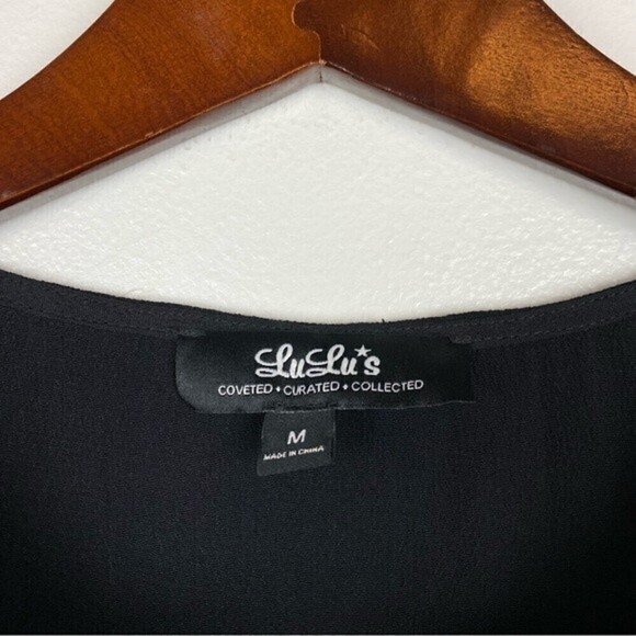 Lulu's Funky Fresh Sheer Mesh Detail Short Sleeve Mini Dress Black Size M - Picture 8 of 10